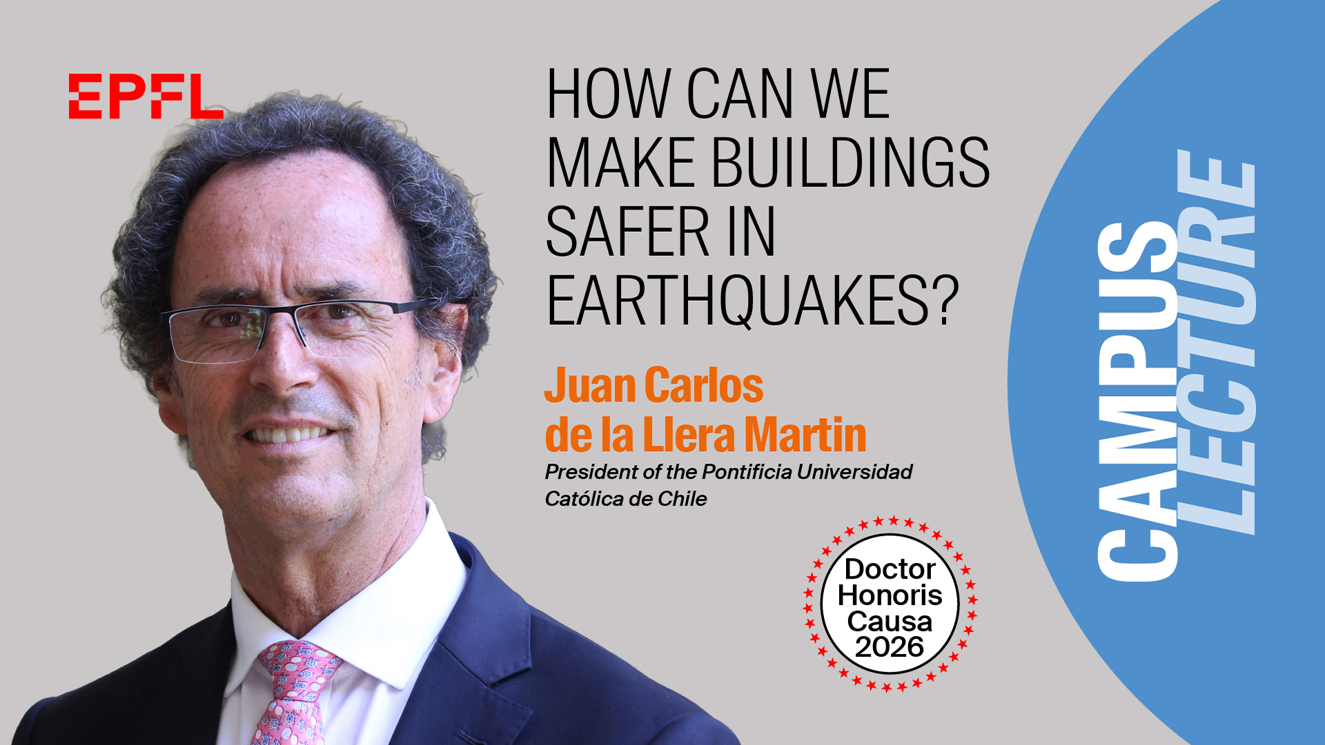 Event poster with the portrait of Juan Carlos de la Llera Martin